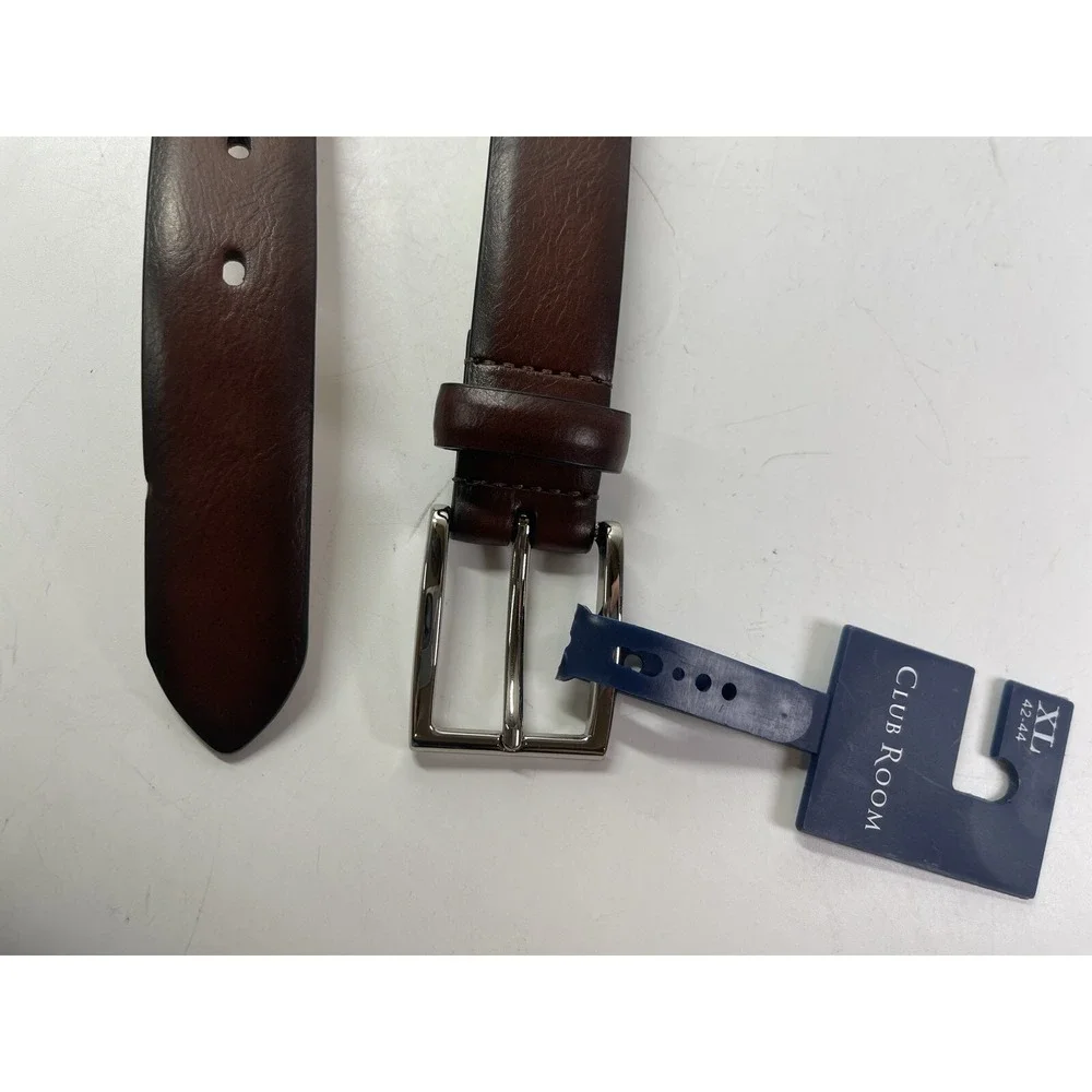 Club Room Mens Faux Leather Belt Brown XL 42-44 BQKJ
